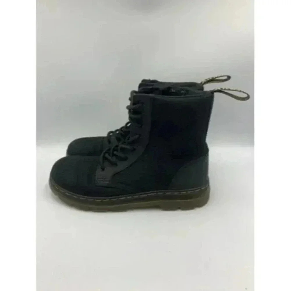 Dr Martens Combs J Size 3 Kids Black Canvas High Top Combat Boots Zipper‎